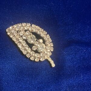 Vintage Rhinestone Leaf Brooch
